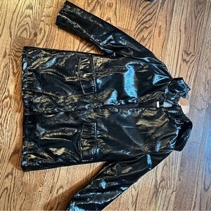 Zara Black patent pleather Jacket with Glossy Finish